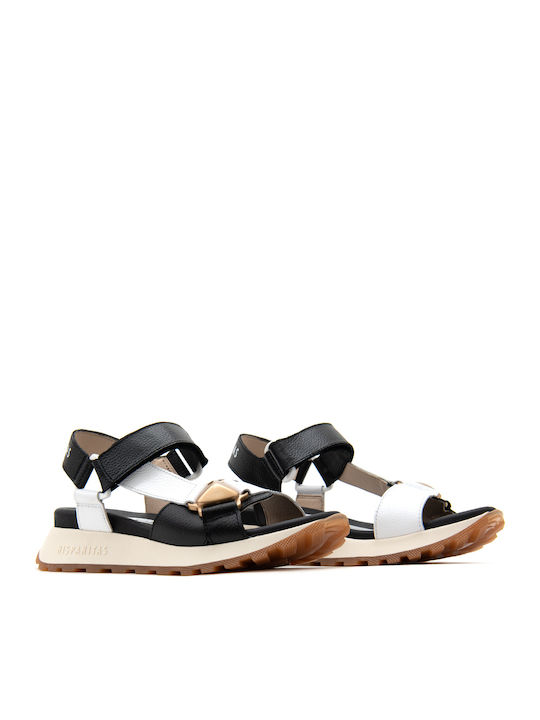 Leather Women's Flat Sandals Sporty in White Color