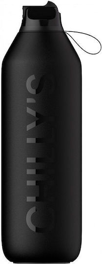 Chilly's Series 2 Flip Bottle Thermos Stainless Steel BPA Free 500ml Abyss Black With Straw
