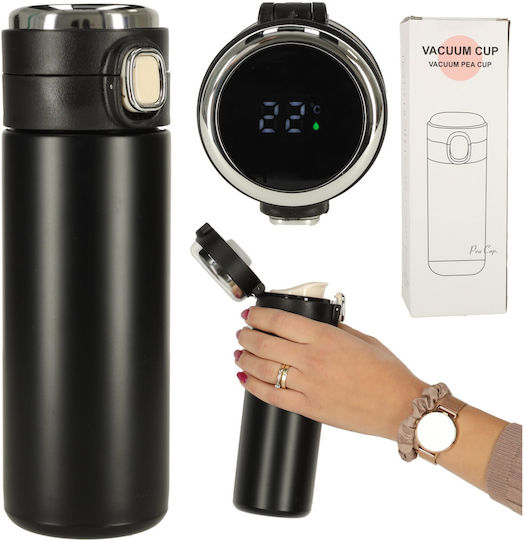 ikonka Glas Thermosflasche Kunststoff / Rostfreier Stahl 420ml Black mit Mundstück