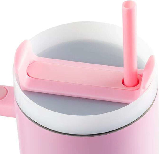 Pyramid International Becher mit Griff Thermosflasche Rostfreier Stahl 1.2lt Gray mit Stroh und Handgriff