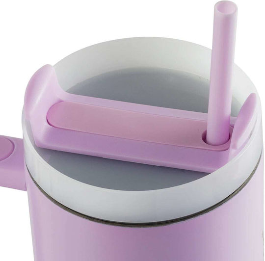 Pyramid International Handled Tumbler Θερμός Ανοξείδωτο 1.2lt Γκρι με Καλαμάκι και Λαβή