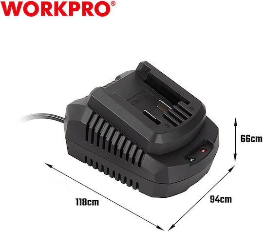 WorkPro Φορτιστής Μπαταριών Εργαλείου 20V Λιθίου