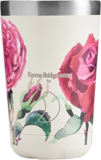 Chilly's Кафе Чаша Emma Bridgewater Термос Неръждаема Стомана Пластмасов Без BPA 340мл Рози със Сламка