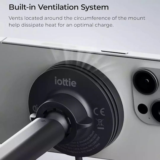 iOttie Βάση Κινητών Αυτοκινήτου iOttie Velox Mini Qi2 για Ταμπλό / Παρμπρίζ με Βεντούζα / Ασύρματη Μαγνητική Φόρτιση MagSafe 15W & Φορτιστής Αυτοκινήτου 20W