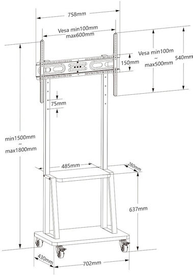 Techly ICA-TR3390 Βάση Τηλεόρασης Δαπέδου έως 70"