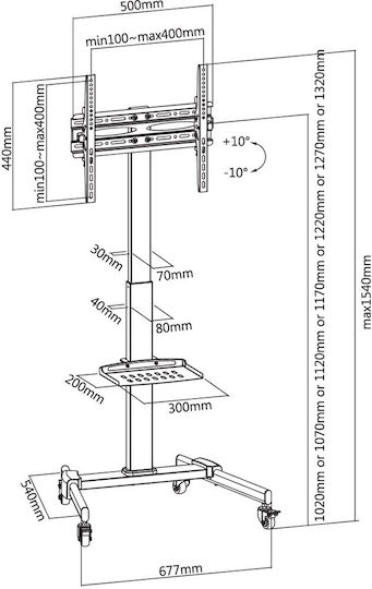 Techly ICA-TR21L Βάση Τηλεόρασης Δαπέδου έως 55" και 35kg
