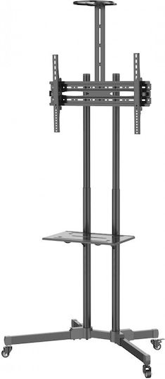Techly Multifunction Mobile TV Stand Trolley Wheeled Floor TV Mount 37" 70" Shelf & Camera Holder