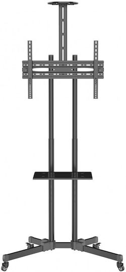 Techly Multifunction Mobile TV Stand Trolley Wheeled Floor TV Mount 37" 70" Shelf & Camera Holder