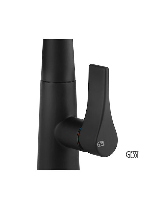 Gessi Proton Tall U-Shaped Kitchen Faucet Counter Black Matt
