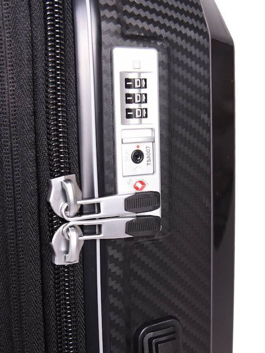Estil Cabin Hard Travel Suitcase Black with 4 Wheels Height 55cm