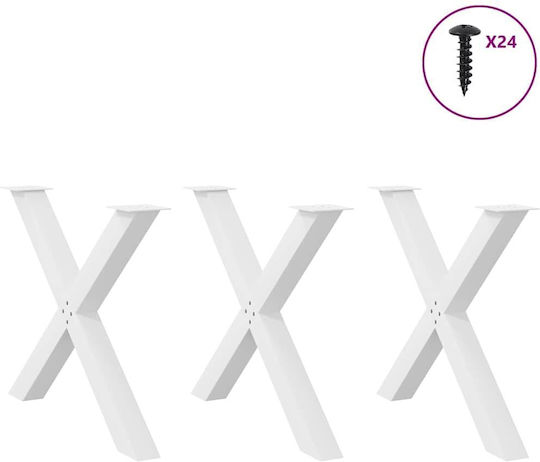 vidaXL Металическо Кракче За Мебел 3 Бройки Подходящо За Офис / Маса / Малка Маса 90x72x72см Бяло
