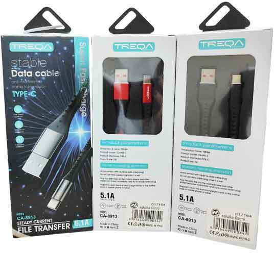 Treqa Cablu USB 2.0 USB-C Masculin - USB-C 66W PD 1m