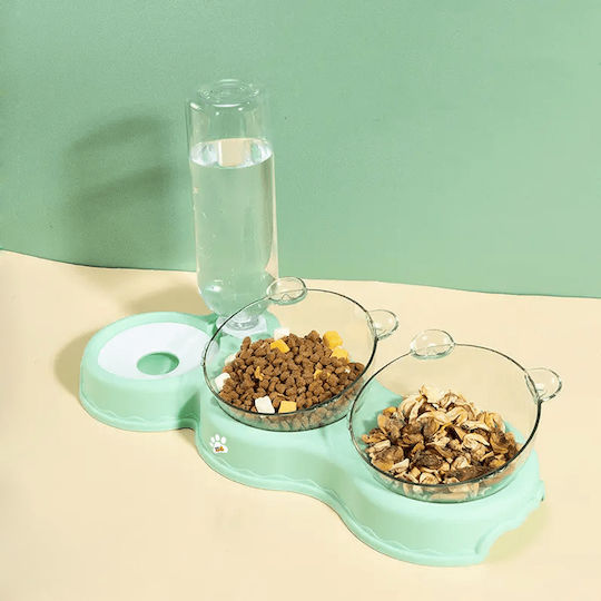 Linomag Bol Automat Din Plastic Pentru Mâncare Și Apă Pentru Câine Și Pisică 2 x 500ml 37x24x15cm