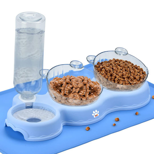 Linomag Bol Automat Din Plastic Pentru Mâncare Și Apă Pentru Câine Și Pisică 2 x 500ml 37x24x15cm