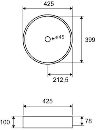 Karag Elpis Aufgesetztes Waschbecken Porzellan 42.5x42.5x10cm Cement