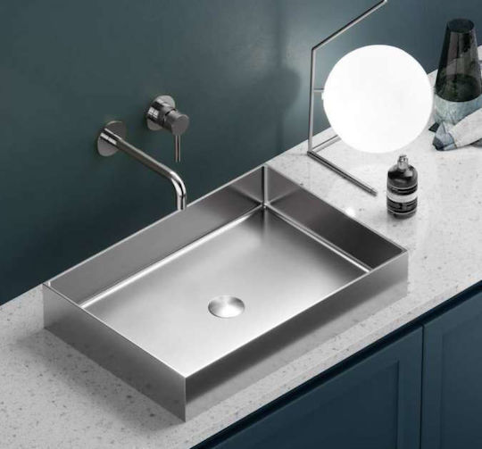 Karag Saturn Επικαθήμενος Νιπτήρας Inox 55x38x10cm Brushed Steel