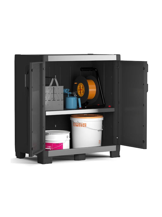 Двукрилен гардероб Garage Пластмаса с 1 рафт Black / Grey 89x54x99бр