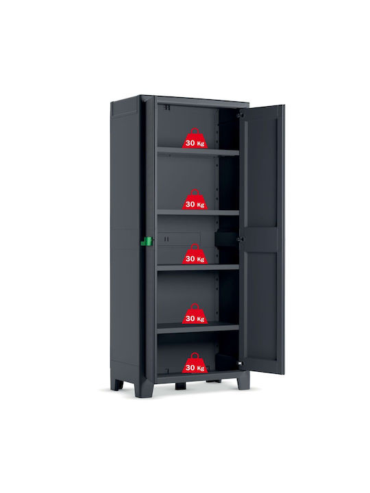 Δίφυλλη Ντουλάπα Moby Πλαστική με 4 Ράφια 80x44x182εκ.