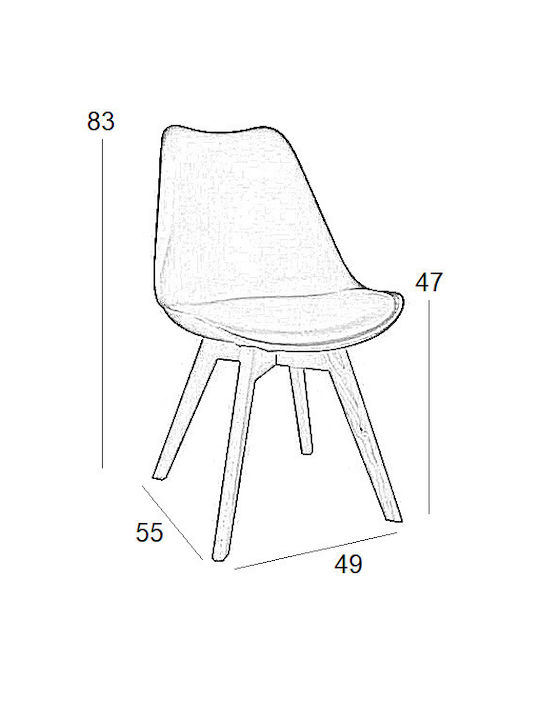 Billy Dining Room Fabric Chair Beige 48x55x82cm