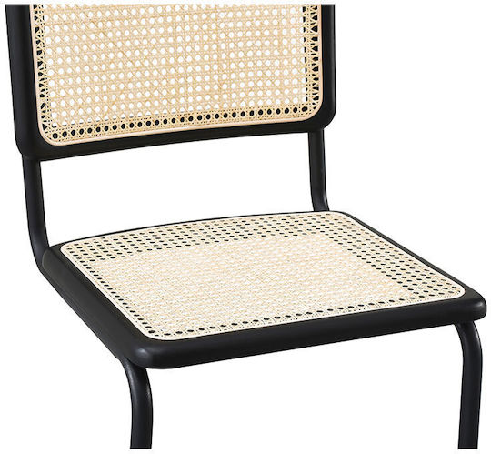 Broyer Dining Room Metallic Chair Black Velvet-Black Metal 55x48x80cm