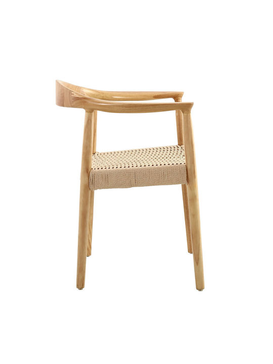 Rattan Dining Room Wooden Armchair Natural 46x59x73.5cm