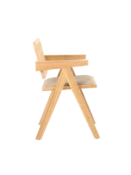 Samurai Dining Room Wooden Chair Natural Beige 50x50x80cm