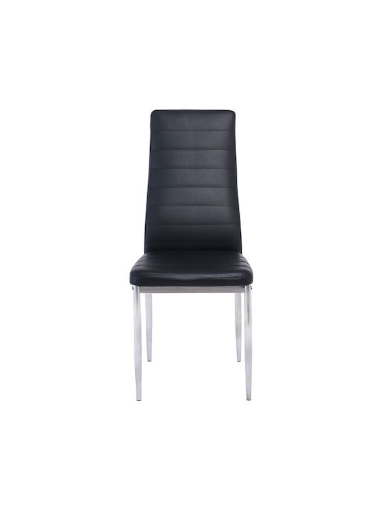 Jetta Kitchen Artificial Leather Chair Black Velvet-Black Metal 40x50x95cm 6pcs