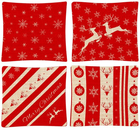 Ruhhy Weihnachtsdekorativer Kissenbezug Quadratisch Rot 45x45cm 4Stück