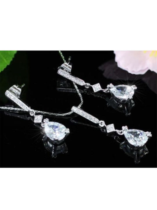 Bridal Crystal Jewelry Set Necklace & Earrings Xanthippe Necklace Length 39.2cm 44.5cm Adjustable Pendant Crystal Length 3.5cm Earring Length 3.5cm