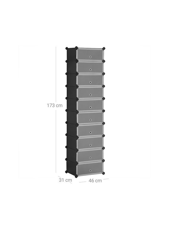 Plastic Shoe Organizer Gray 46x31x173cm