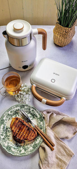 Gruppe Τοστιέρα με Αποσπώμενες Πλάκες για 2 Τοστ 900W Ivory-Wood