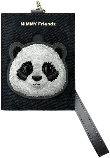 Nimmy Set 3in1 Handytasche + Geldbörse + Ortungshülle Schwarz Großäugiges Haustier 2.0 Panda