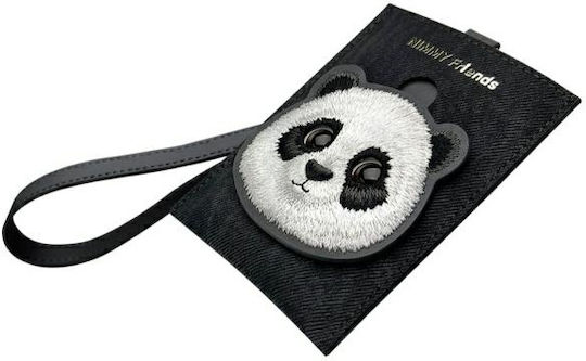 Nimmy Set 3in1 Handytasche + Geldbörse + Ortungshülle Schwarz Großäugiges Haustier 2.0 Panda