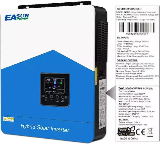 Hybrid Solar Inverter 6.2kw Rated Power 48v Battery Voltage Smh-iii-4.2kw Wifi 220-240v