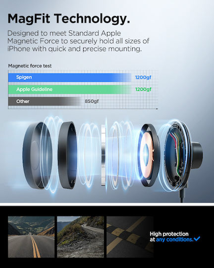 Spigen SGP OneTap Pro 4 Qi2 Suport Auto pentru Telefon cu magnet și Încărcare Wireless MagSafe Neagră