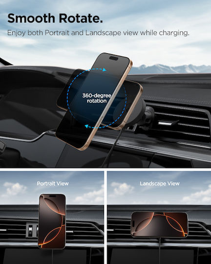 Spigen SGP OneTap Pro 4 Qi2 Car Mobile Mount with Magnet and Wireless Charging MagSafe Black