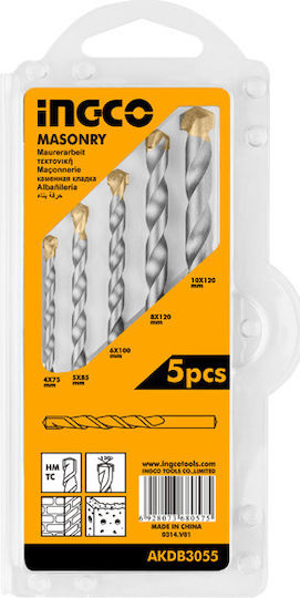 Ingco Set of 5 Diamond Drills for Masonry