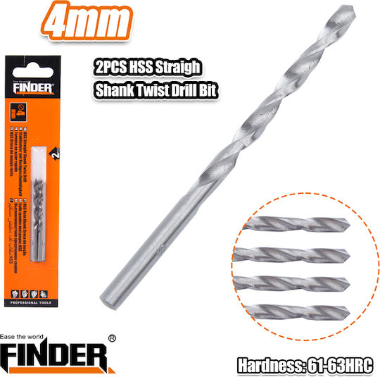 Finder 2 Set Drill Bits with Cylindrical Shank for Metal