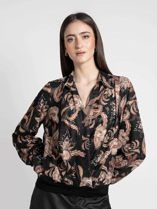 Damen Bluse mit Transparenz Black