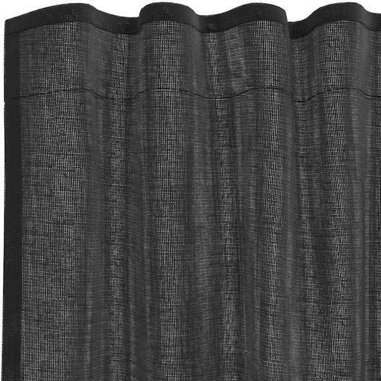 vidaXL Set of Window Curtains with Pencil Pleat Black Voile 140x175cm