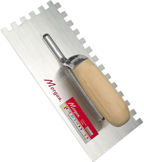 Morgan Tile Spatula Metallic Serrated 10x10mm with Wooden Handle 29992