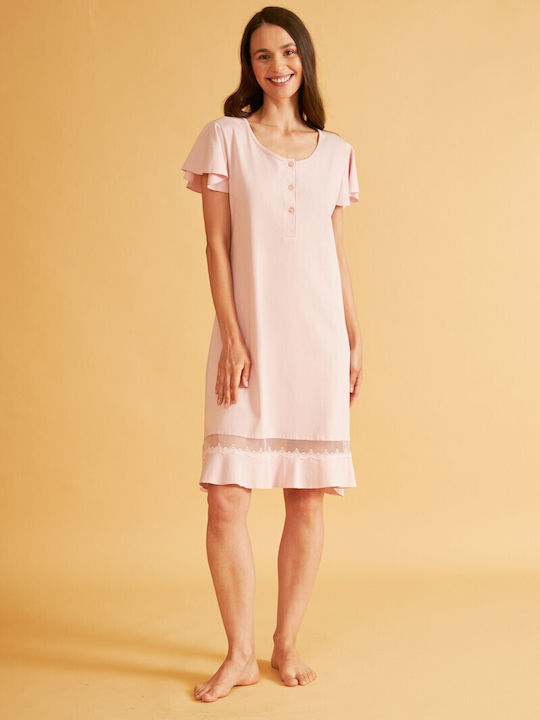 Harmony Winter Damen Nachthemd Pink