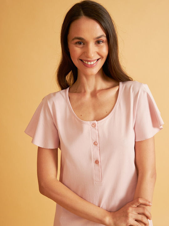 Harmony Winter Damen Nachthemd Pink