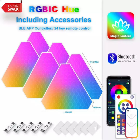 Φωτιστικό LED RGB Hexagon 6τμχ