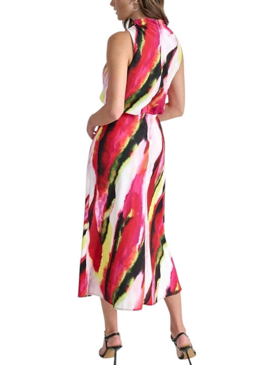 Summer Midi Dress with Tearing Pink