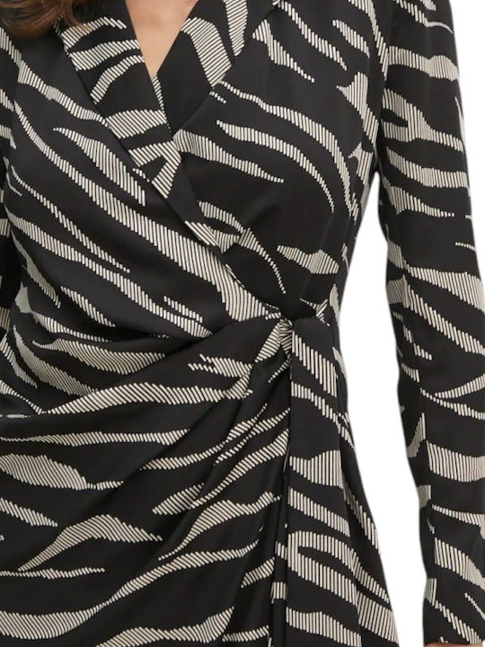 Sommer Mini Satin Wickel Damenkleid Schwarz