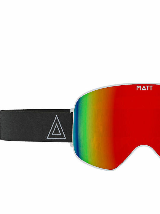 Matt Μάσκα Σκι & Snowboard Ενηλίκων Κόκκινη με Φακό Καθρέπτη σε Κόκκινο Χρώμα