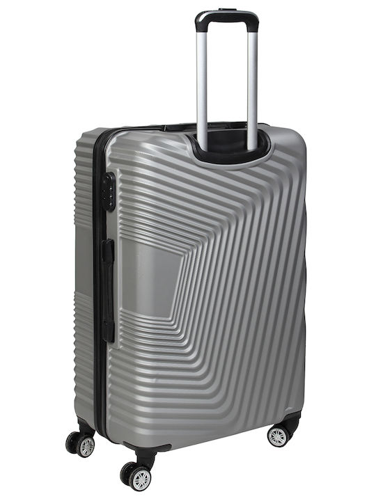 Keskor Large Hard Silver Suitcase With 4 Wheels Height 74cm