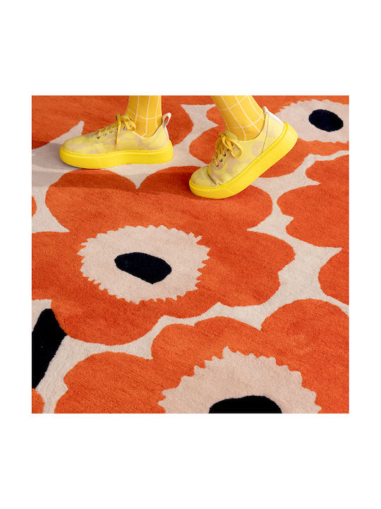 Marimekko Unikko Lucrat manual Covor Rectangular Orange Red