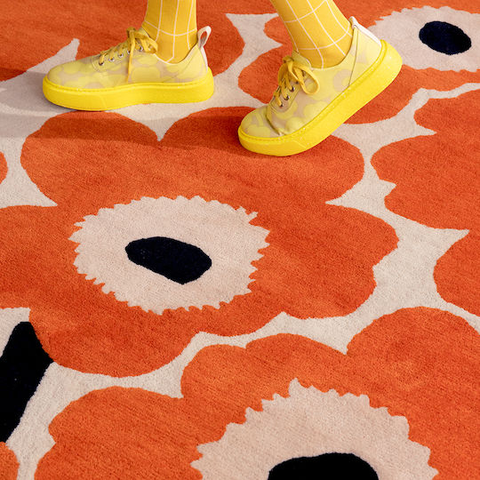 Marimekko Unikko Ръчно изработено Килим Правоъгълена Orange Red